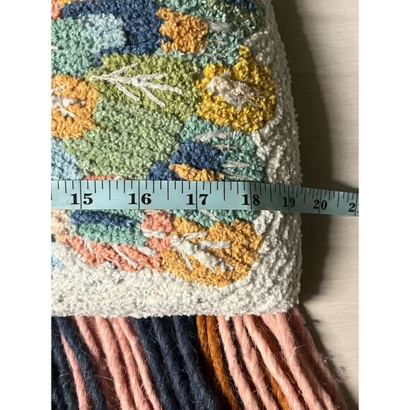 Hanging Boho Wall Art Yarn Woven Peacock Fringe Multi Colored Fabric Wal… - Picture 7 of 9